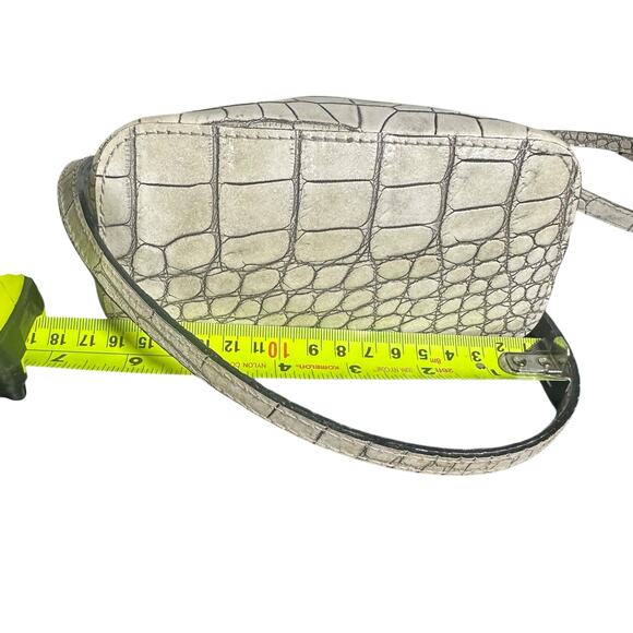 Pratesi Volterra Cream Croc Embossed Italian Leather Crossbody Bag - Picture 5 of 10
